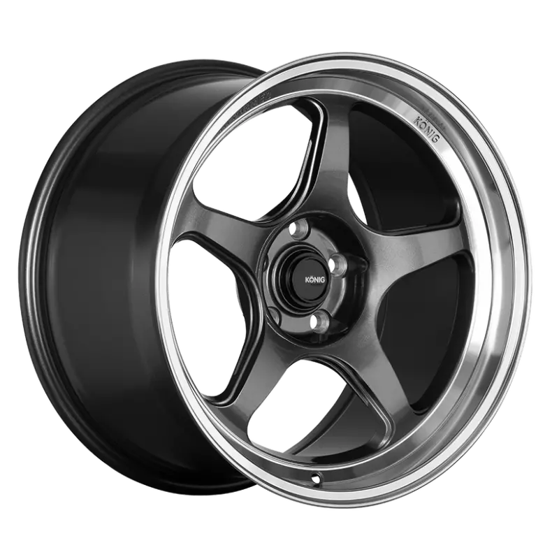 Konig Hyperspec 19X9.5A 5X114.3 Et35 Anthracite Metallic Wheel W/ Mirror Machined Lip (Knurled Bead) 1