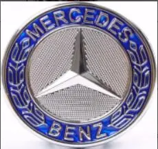 Mercedes Floating Cap Silver & Blue Old Style 3" (75Mm) — Qty 4 1