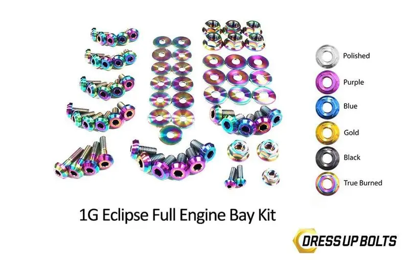 Mitsubishi 1G Eclipse (1990-1994) Titanium Dress Up Bolts Full Engine Bay Kit 1