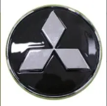 Mitsubishi Floating Center Caps 2 3/8" (60Mm) Black & Chrome — Qty 4 1