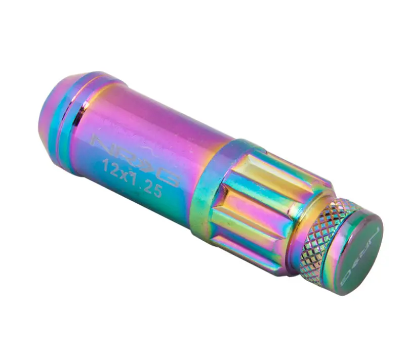 Nrg 700 Series M12 X 1.25 Steel Lug Nut W/Dust Cap Cover Set 21 Pc W/Locks & Lock Socket - Neochrome 1