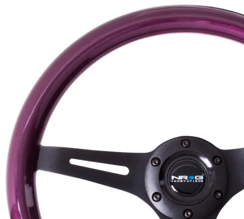 Nrg Classic Wood Grain Steering Wheel (350Mm) Purple Pearl/Flake Paint W/Black 3-Spoke Center 2