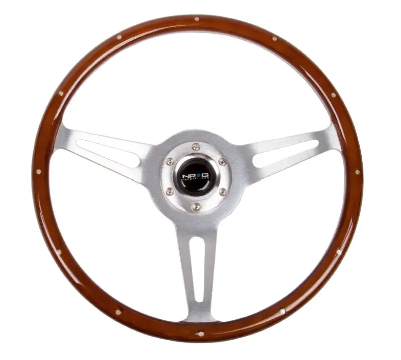 Nrg Classic Wood Grain Steering Wheel (365Mm) Wood W/Metal Inserts & Brushed Alum. 3-Spoke Center 2