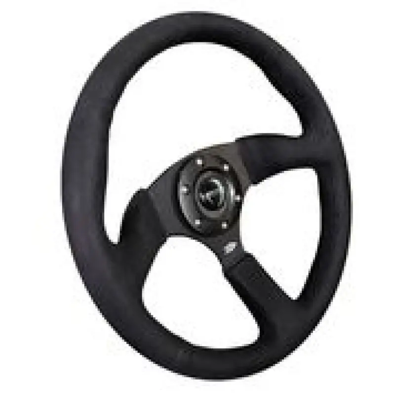 Nrg Reinforced Steering Wheel (350Mm / 2.5In. Deep)Blk Alcantara Comfort Grip W/4Mm Matte Blk Spokes 2