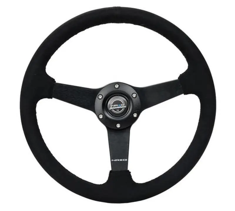 Nrg Sport Steering Wheel (350Mm/ 1.5In. Deep) Matte Black Spoke/ Black Alcantara W/ Black Stitching 1