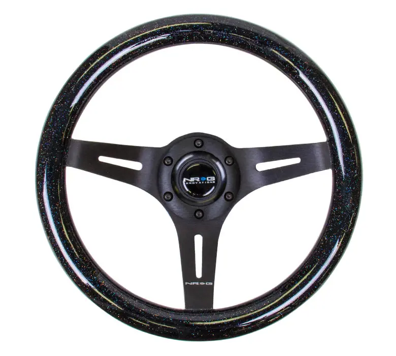 Nrg Steering Wheel Black Sparkle Wood Grain - 310Mm - 3 Spoke Center In Black 1