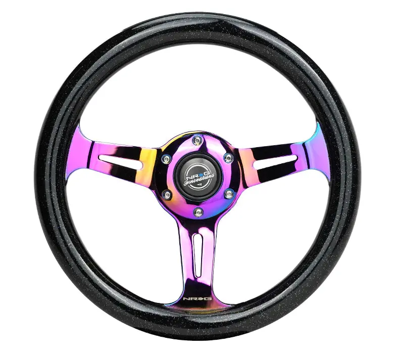 Nrg Steering Wheel Black Wood Grain - 310Mm - 3 Spoke Center In Neochrome 1