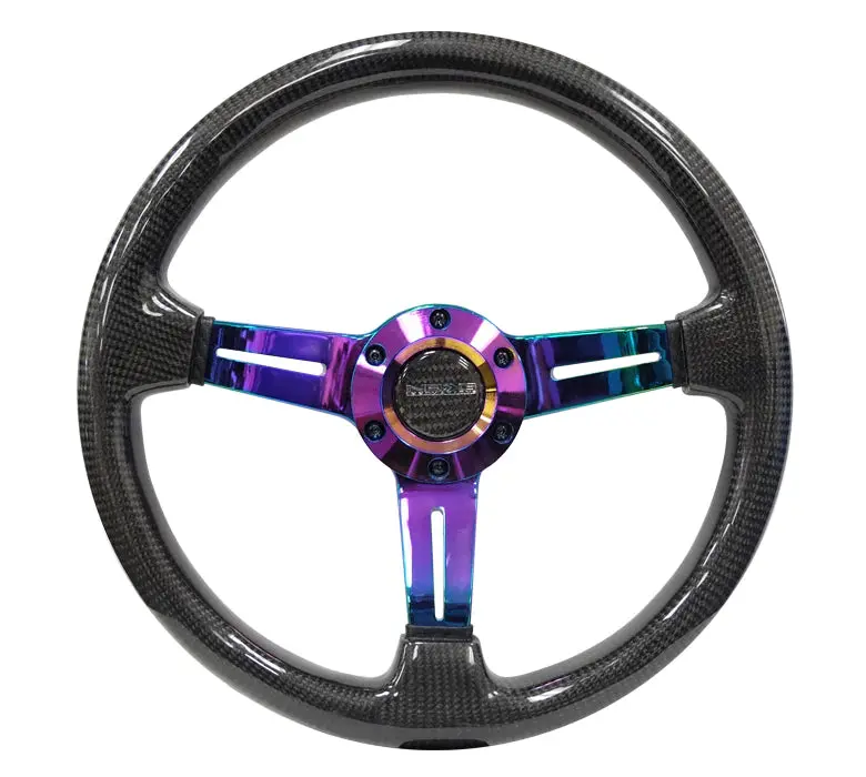 Nrg Steering Wheel Carbon Fiber 350Mm 1.5" Deep Dish With Neochrome Center Spoke 1