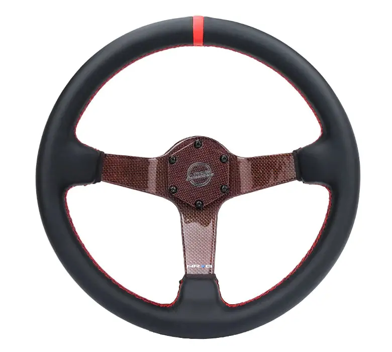 Nrg Steering Wheel Carbon Fiber 350Mm Red Carbon Fiber, Red Stiching, Red Center Mark, Leather 1