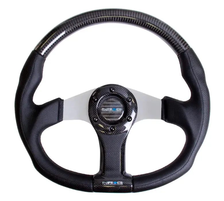 Nrg Steering Wheel Carbon Fiber 350Mm Silver Oval Shape 1