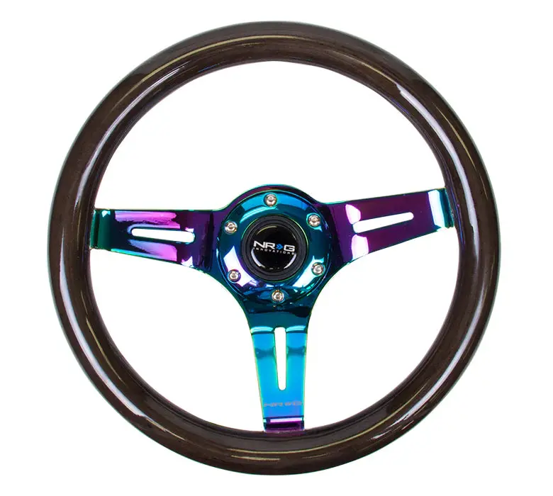 Nrg Steering Wheel Dark Wood Grain - Black Line Inlay - 310Mm - 3 Spoke Center In Neochrome 1