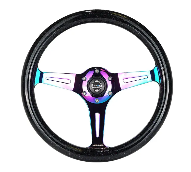 Nrg Steering Wheel Galaxy Wood Grain - 350Mm 3 Neochrome Spokes - Black Sparkled Color 1