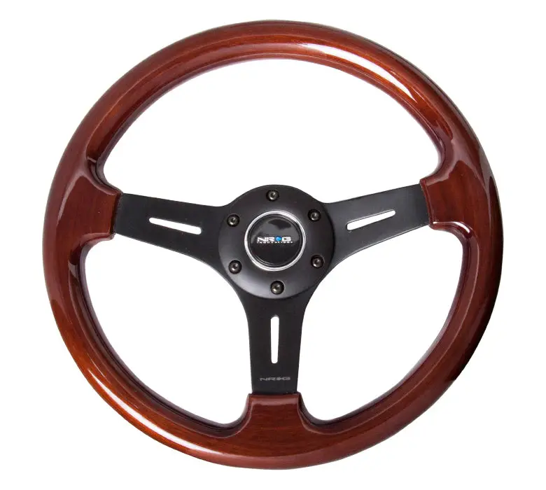 Nrg Steering Wheel Wood Grain - 330Mm - 3 Spoke Center In Matte Black 1