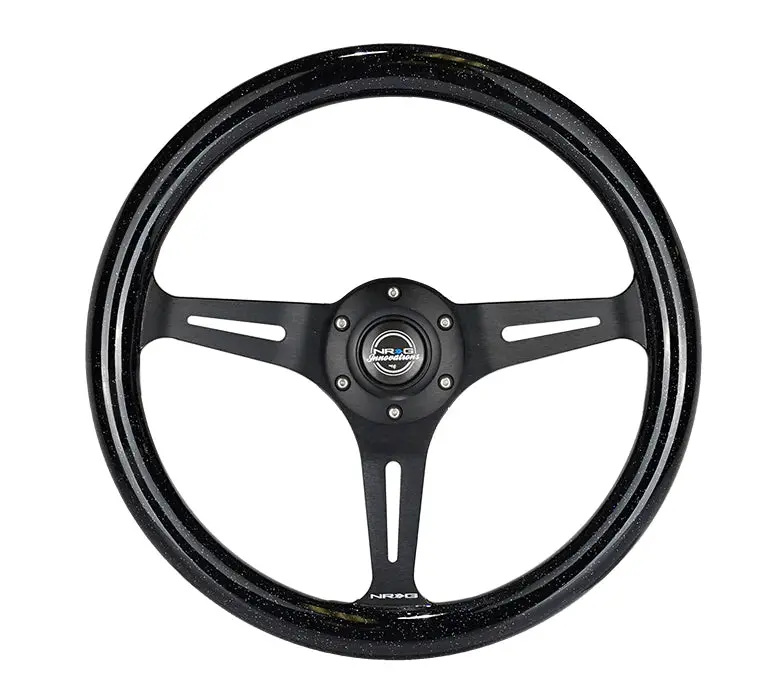 Nrg Steering Wheel Wood Grain - 350Mm 3 Black Spokes - Black Sparkled Color 1