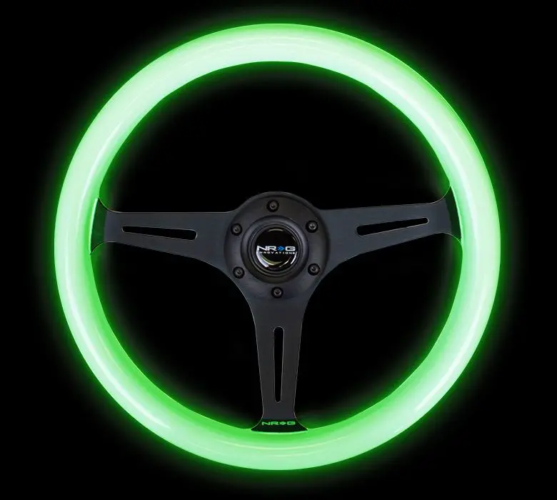 Nrg Steering Wheel Wood Grain - 350Mm 3 Black Spokes - Glow In The Dark 1