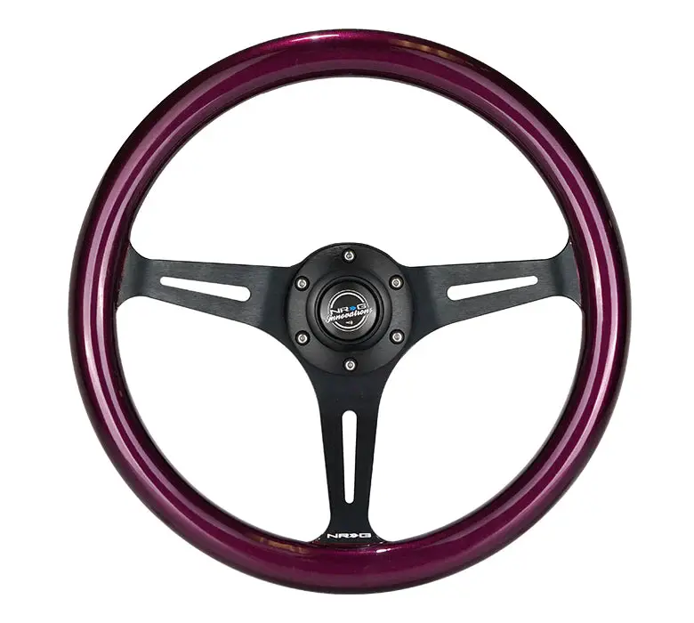 Nrg Steering Wheel Wood Grain - 350Mm 3 Black Spokes - Purple Pearl Flake Paint 1