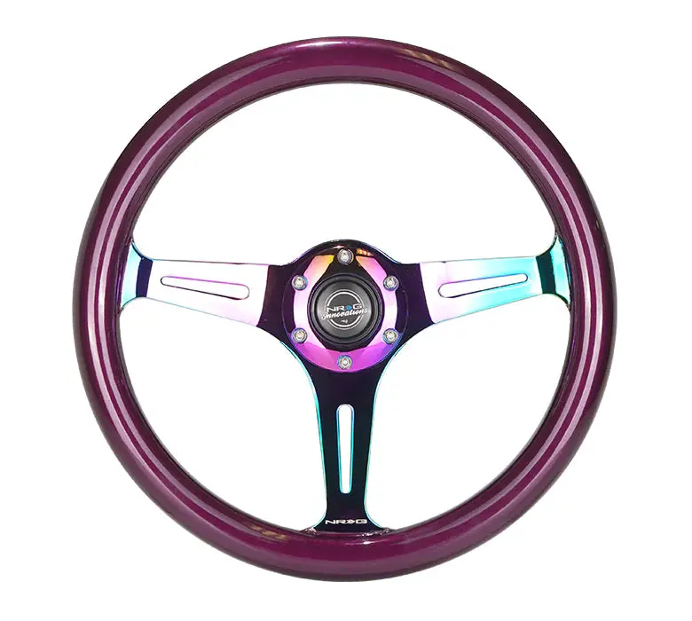 Nrg Steering Wheel Wood Grain - 350Mm 3 Neochrome Spokes - Purple Pearl 1