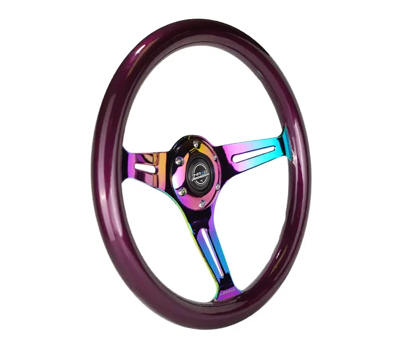 Nrg Steering Wheel Wood Grain - 350Mm 3 Neochrome Spokes - Purple Pearl 2