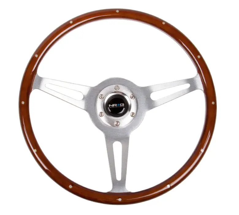Nrg Steering Wheel Wood Grain - Brush Aluminum 3 Spoke 365Mm With Metal Insert. 1