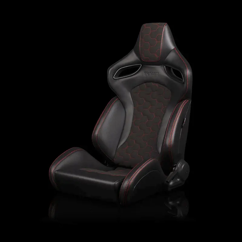 Orue S Series Sport Seats - Honeycomb Alcantara (Red Stitching) 1