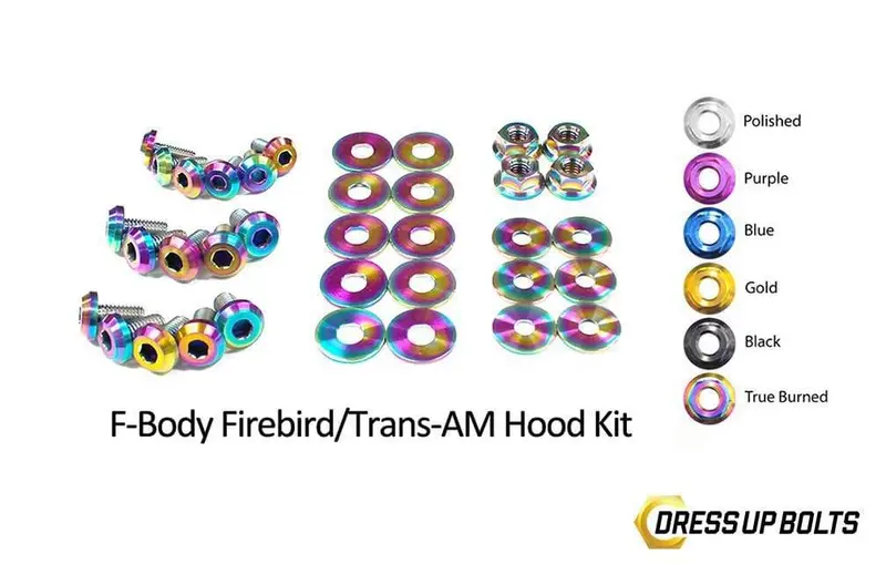 Pontiac Firebird/Trans Am (1998-2002) F-Body Titanium Dress Up Bolts Hood Kit 1