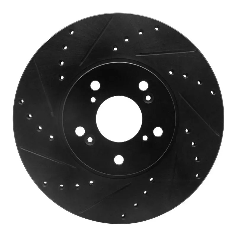 R1 04-14 Acura Tsx Front Left Drilled & Slotted Black Brake Rotor 1