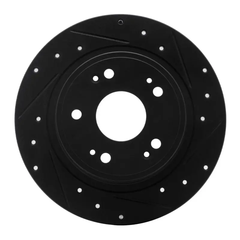 R1 05-17 Honda Accord Rear Right Drilled & Slotted Black Brake Rotor 1