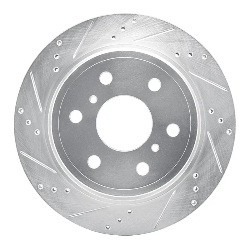 R1 07-20 Cadillac Escalade Ext Rear Left Drilled & Slotted Silver Brake Rotor 1