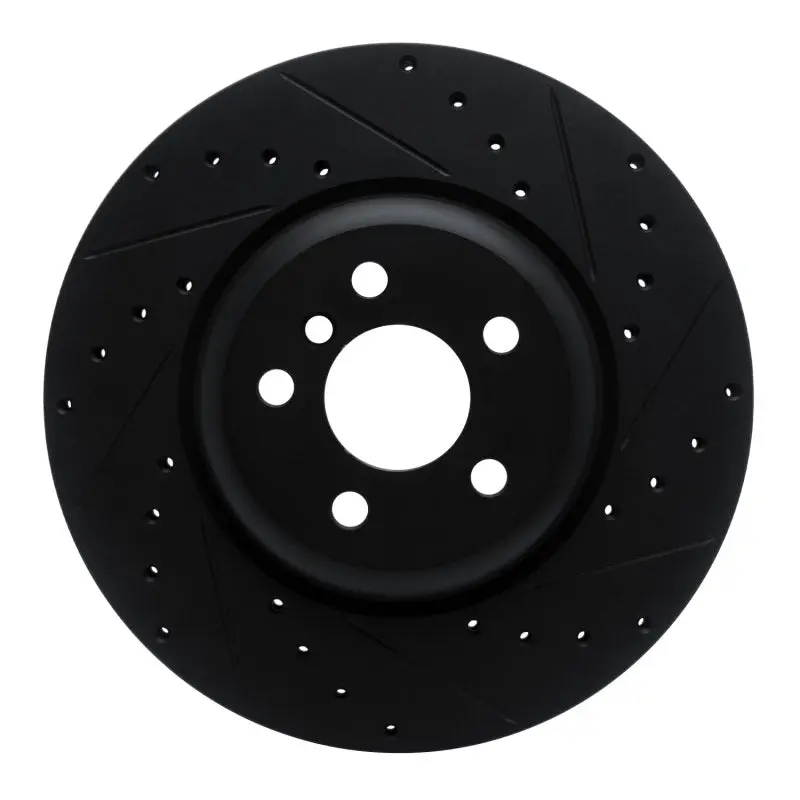 R1 16-25 Bmw 330E Rear Right Drilled & Slotted Black Brake Rotor 1