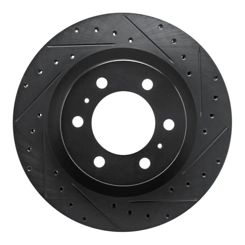R1 2022-2025 Lexus Lx600 Front Right Drilled & Slotted Black Brake Rotor 1