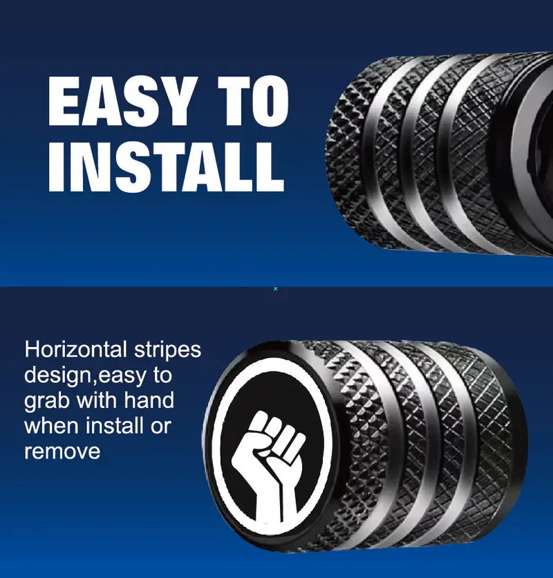 Raised Fist Design – Black Tire Valve Stem Caps – Universal Fit 1