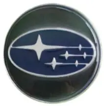 Subaru Floating Center Caps Black Blue Chrome 2 3/8" (59Mm) — Qty 4 1