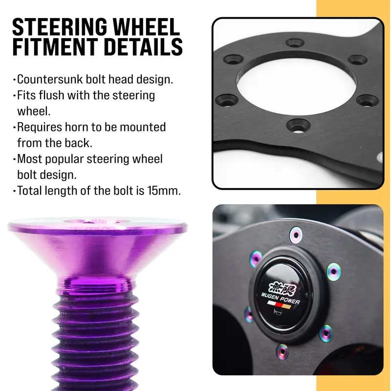 Titanium Hardware Steering Wheel Kit - Countersunk Design 4