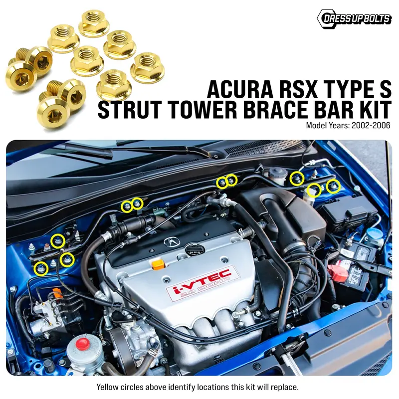 Titanium Hardware Strut Tower Brace Bar Kit - Acura Rsx Type S (2002-2006) 2