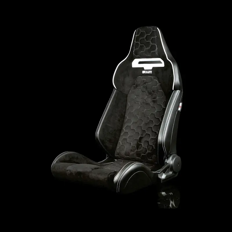 Viper X Series Sport Seats - Black Alcantara / Honeycomb / White Grommets - Low Base 1