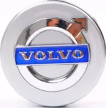 Volvo Floating Center Caps Silver Chrome Blue 2 1/2" (64Mm) — Qty 4 1