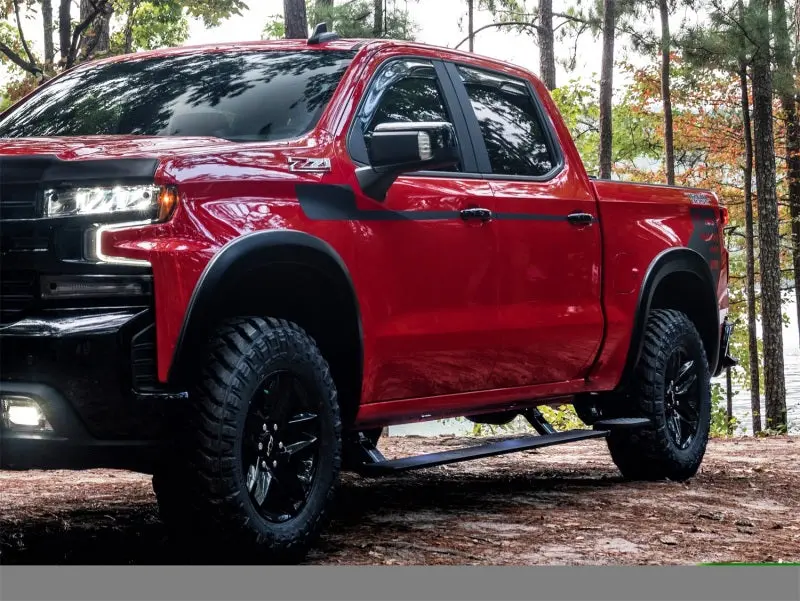 Amp Research Powerstep Running Boards For 2019–2021 Chevy Silverado 1500 Crew Cab – Plug-And-Play Black With Oem Illuminated Footlights 1
