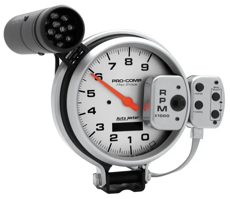 Autometer Ultra-Lite 127Mm Race Tachometer – 0–9000 Rpm, Pro-Stock Pedestal Mount With Peak Memory 1