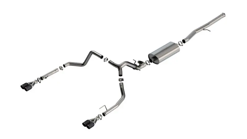 Borla Touring Cat-Back Exhaust System For 2024 Chevy Silverado 1500 6.2L V8 – Cf Black Anodized Tips With Sound Simulator 1