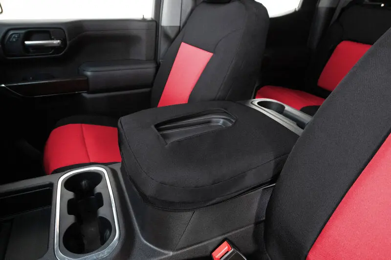 Covercraft Endura Precisionfit Front Row Seat Covers For 2022–2024 Chevrolet Silverado – Red/Black 1