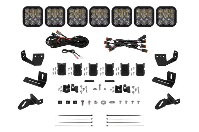 Diode Dynamics Ss5 7-Pod Crosslink Mounting Kit – White, For Prinsu & Sherpa Roof Racks 1