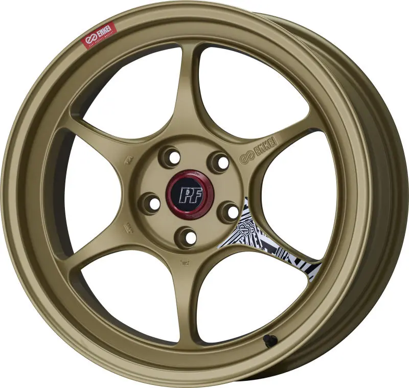 Enkei Pf06 Gold Alloy Wheel – 18X10 Inch, 5X114.3 Bolt Pattern, 40Mm Offset, 75Mm Hub Bore 1