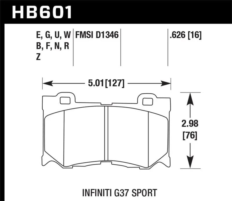 Hawk 09-12 Infiniti G37 Sport Hps Street Front Brake Pads 1