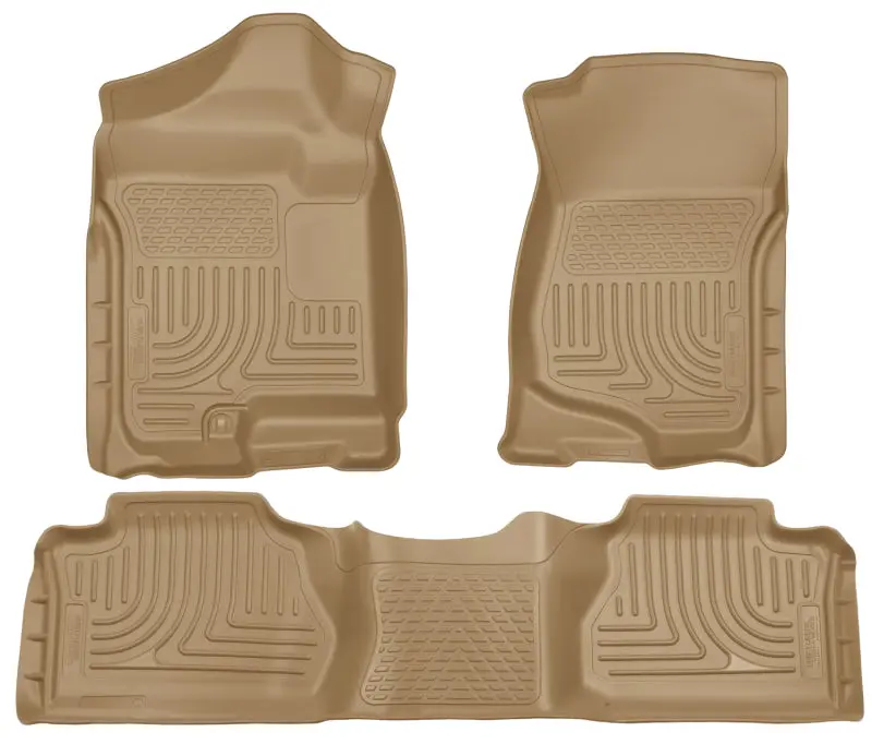 Husky Liners Weatherbeater Floor Liner Combo — Tan, Extended Cab Fitment For 2007–2012 Chevrolet Silverado & Gmc Sierra 1