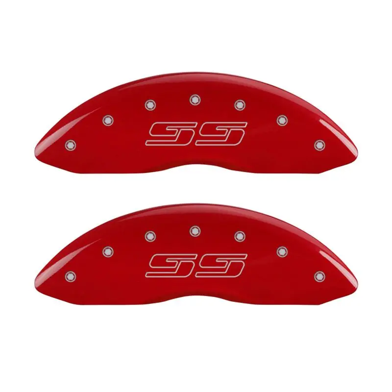 Mgp 4 Caliper Covers Engraved Front & Rear Avalanche Style/Ss Red Finish Silver Ch 1