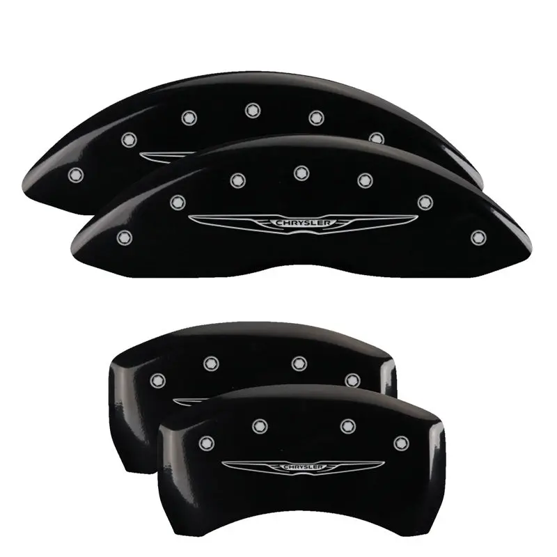 Mgp Engraved 4-Piston Caliper Covers – Front & Rear, Black Finish With Silver Accent For 2017 Chrysler Pacifica 1