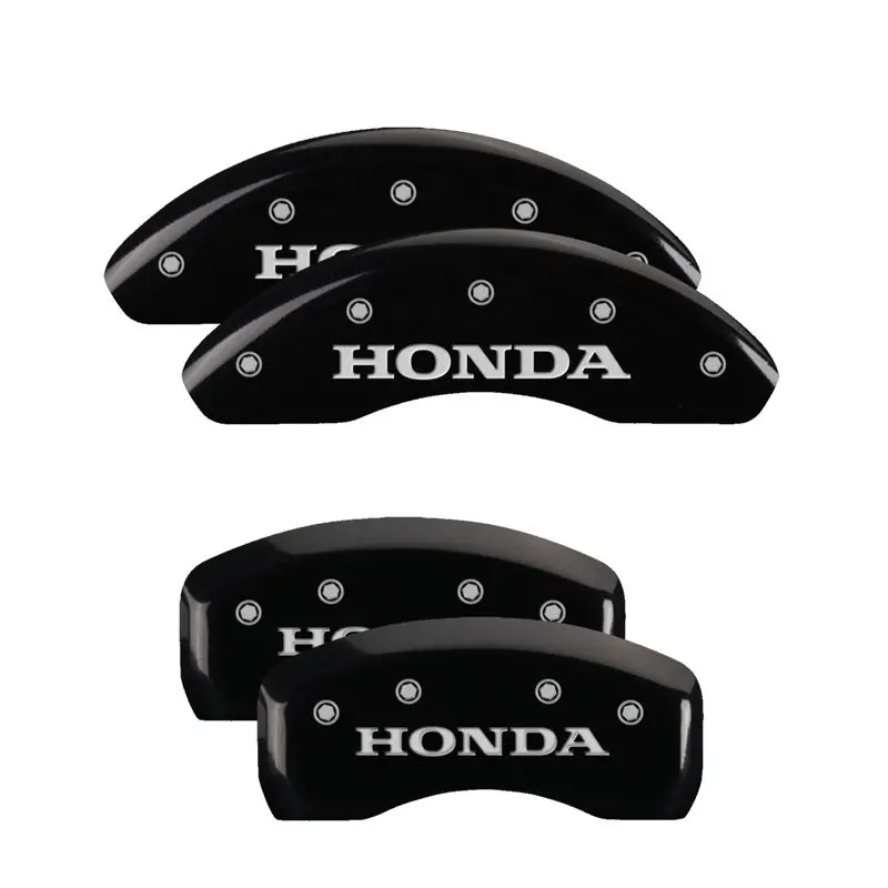 Mgp Engraved Caliper Covers — Front (Honda Logo) & Rear (H Emblem), Black Finish With Silver Chrome Detailing 1