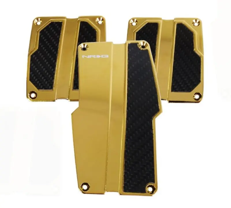 Nrg Brushed Aluminum Sport Pedal M/T - Chrome Gold W/Black Carbon 1