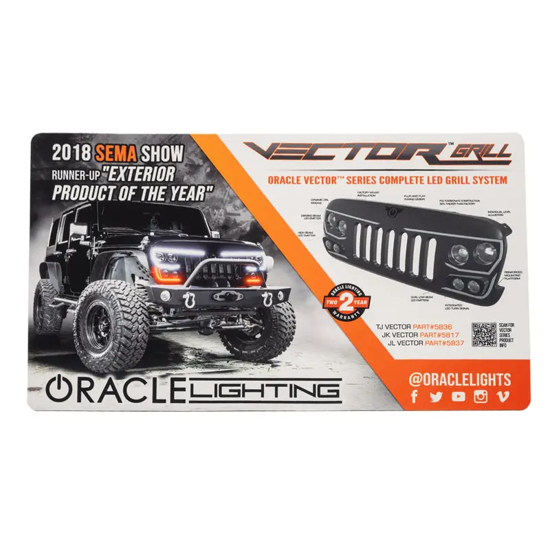 Oracle Vector Grille Neoprene Counter Mat – 24" X 14", Sleek Black Design 1