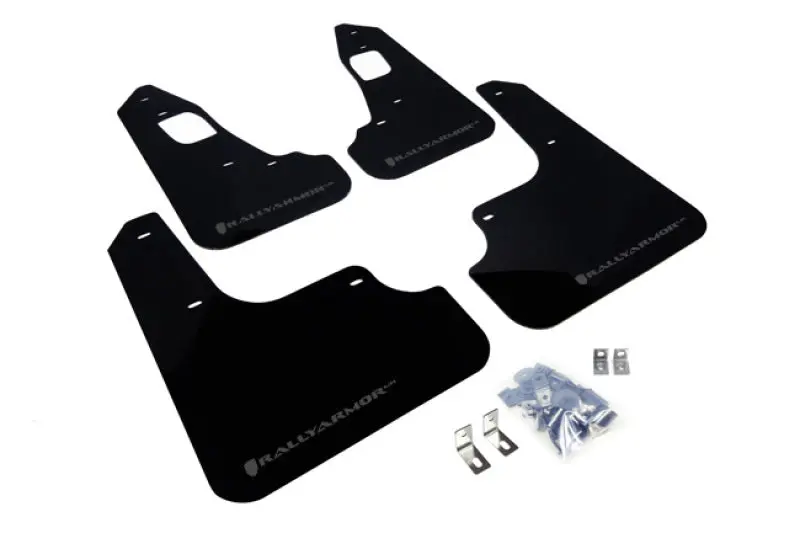 Rally Armor Ur Series Mud Flaps For 2008–2017 Mitsubishi Lancer Evolution X – Black With Grey Logo 1